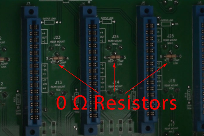 0Ω resistors present in the API Lunchbox with DB25 connectors.